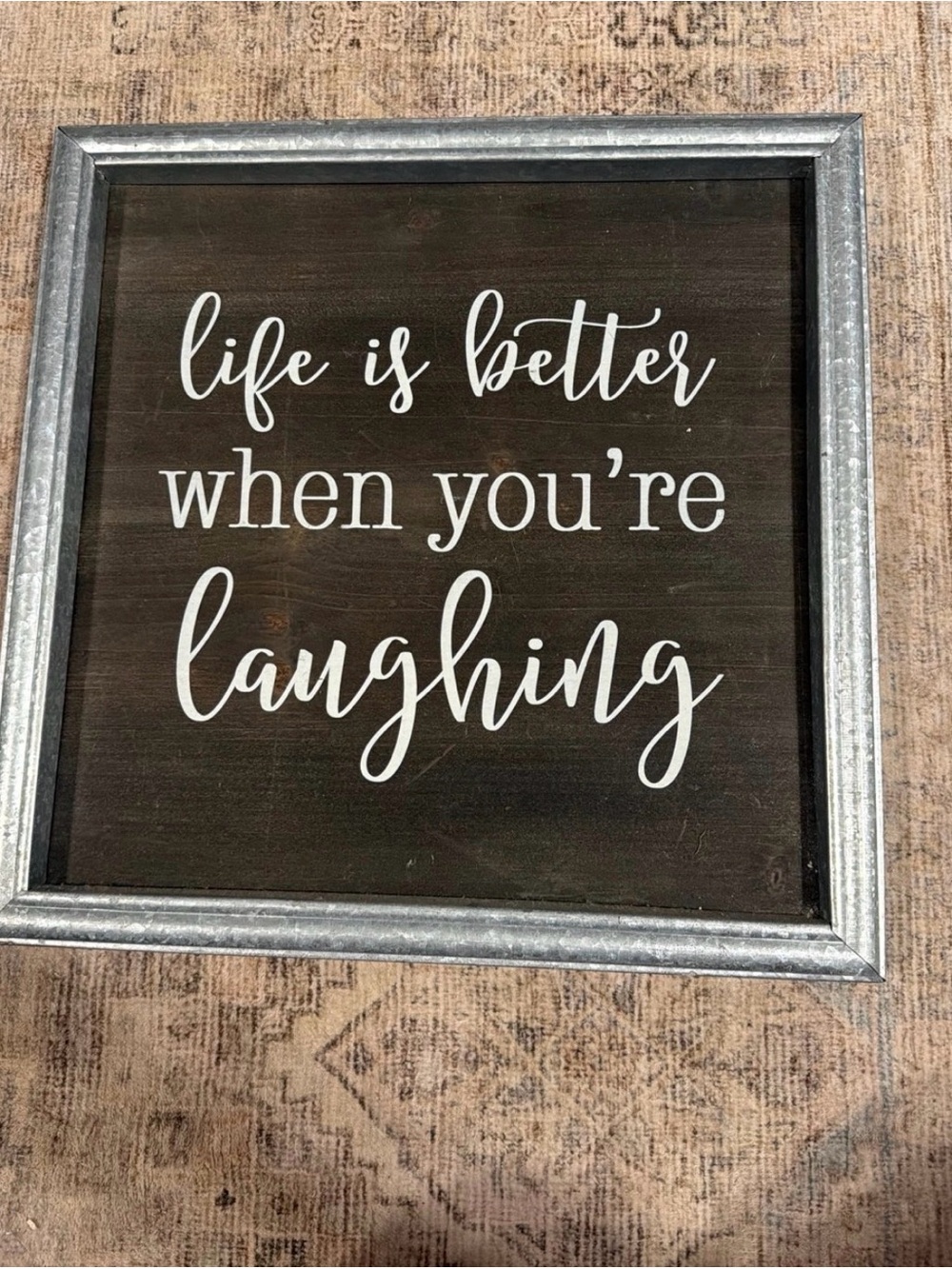 Hobby Lobby Dark Wood Wall Sign with White Script and Silver Frame